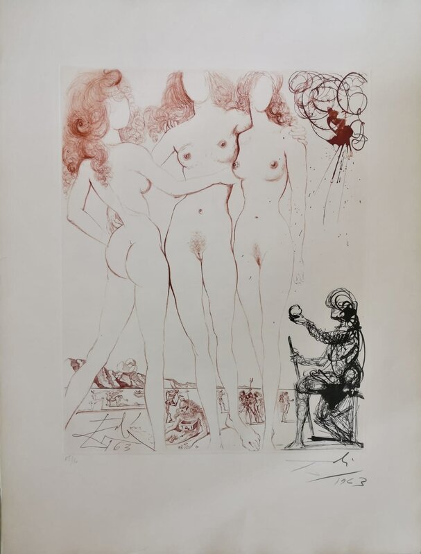 Salvador Dalí, ‘The Mythology - Judgment of Paris (Three graces)’, 1963, Drawing, Collage or other Work on Paper, Original etching + Engraving with aquatint, Dali Paris