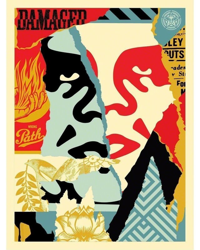 Shepard Fairey, ‘"Damaged"’, 2019, Print, Screen Print On Speckletone Paper With Gold Metallic Inks., New Union Gallery