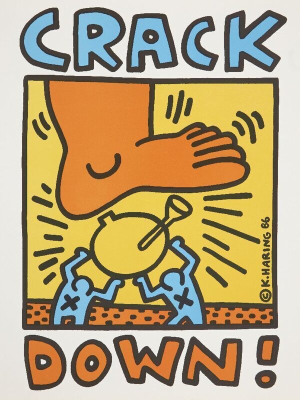 Keith Haring, ‘Crack Down’, 1986, Print, Lithograph in colours on wove, Roseberys