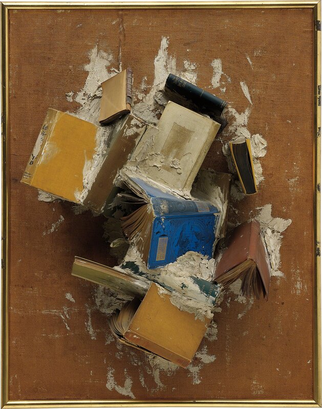 John Latham, ‘World of Ice’, 1960, Mixed Media, Books and plaster on burlap laid on board, in artist's frame, Phillips
