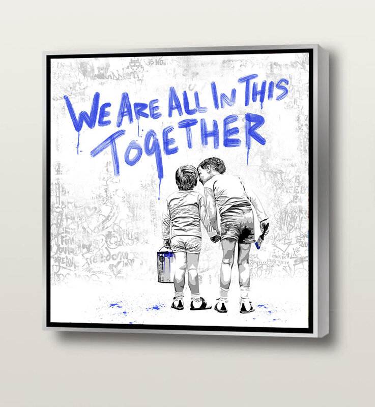 Mr. Brainwash, ‘We are all in this together- Blue’, 2020, Print, Silkscreen and acrylic paint on canvas mounted on wood, Artsy x Capsule Auctions
