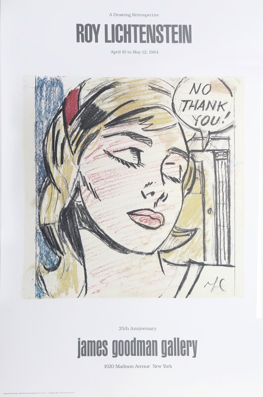 Roy Lichtenstein, ‘No Thank You - James Goodman Gallery’, 1984, Ephemera or Merchandise, Lithograph, RoGallery