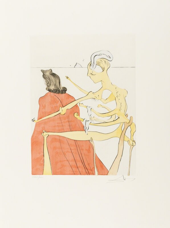Salvador Dalí, ‘Gala's Godly Back (Field 74-8B; M&L 669d)’, 1974, Print, Etching with extensive handcolouring, Forum Auctions