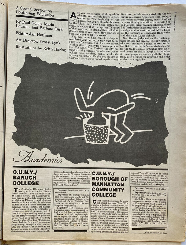 Keith Haring, ‘Keith Haring The Village Voice, 1982’, 1982, Books and Portfolios, Newspaper, Lot 180 Gallery