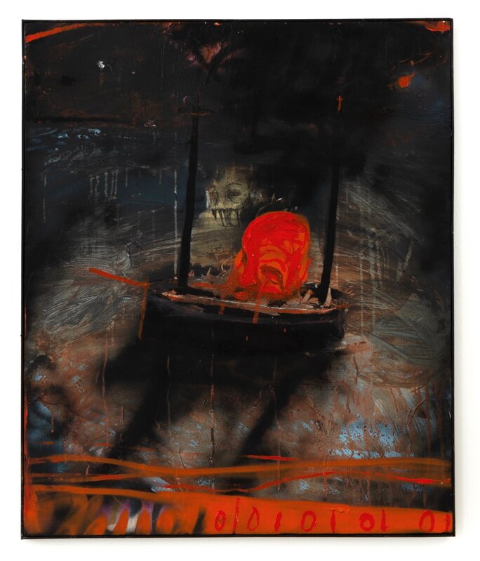 Samuel Bassett, ‘Burning Boat’, 2018, Painting, Ink, acrylic and oil bar on canvas, Vigo Gallery