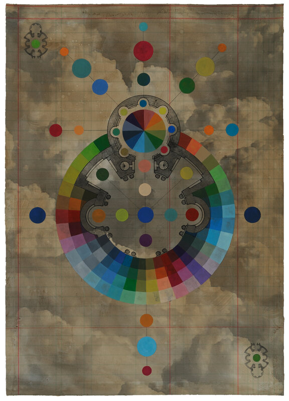 Julie Wolfe, ‘Floor Plan 14’, 2022, Painting, Walnut ink, gouache and colored pencil on archival pigment print, Hemphill Artworks