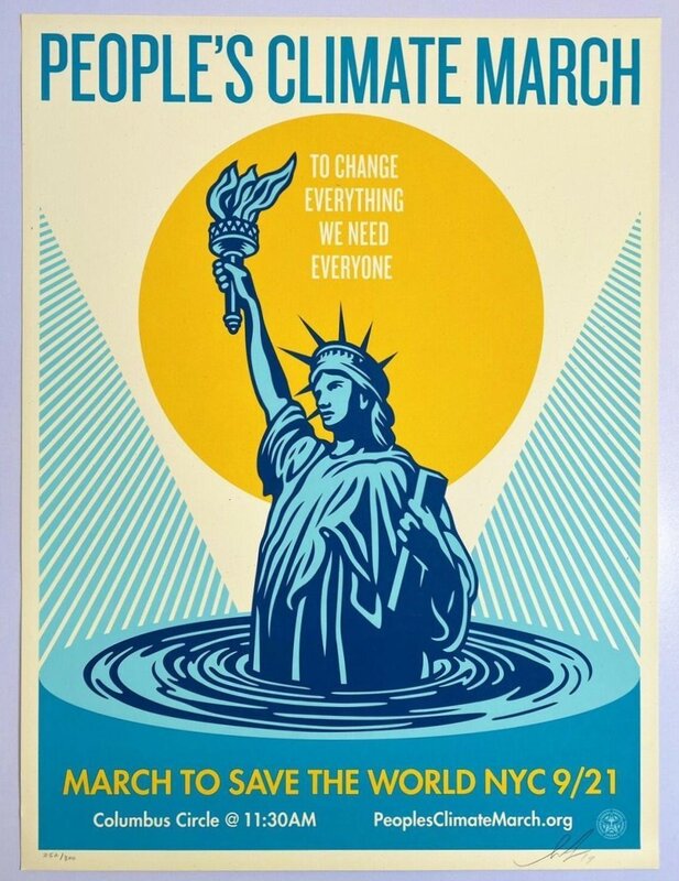 Shepard Fairey, ‘People's Climate March’, 2014, Print, Screen print on Cream Speckle Tone paper, Samhart Gallery
