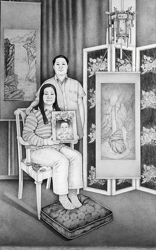 Henna Pohjola, ‘Reunion - Portrait of Zhiping Wu and Luoxin Zhu’, 2017, Drawing, Collage or other Work on Paper, Pencil on paper, Galleria Heino