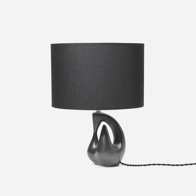 Georges Jouve, ‘table lamp’, c. 1950, Design/Decorative Art, Glazed stoneware, linen, Rago/Wright/LAMA/Toomey & Co.