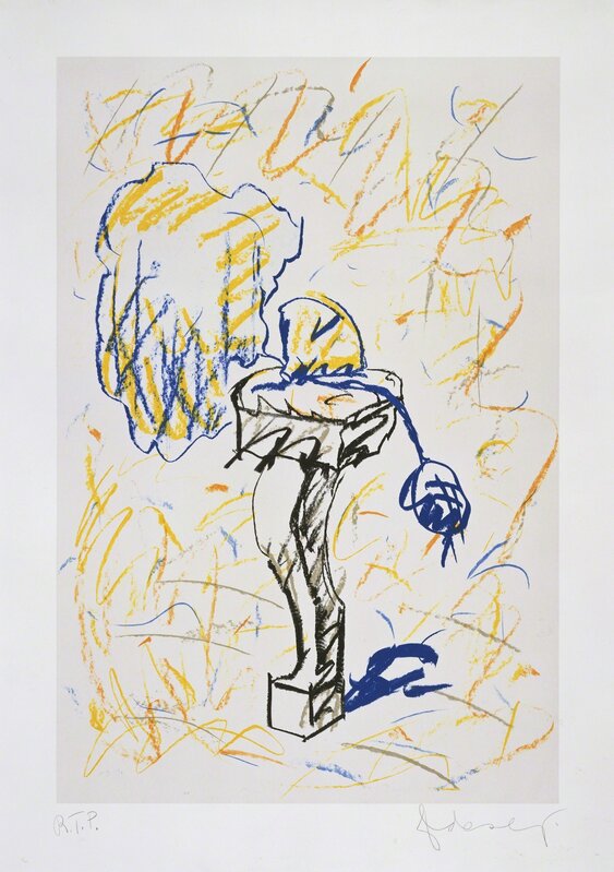 Claes Oldenburg, ‘Perfume Atomizer, On A Chair Leg (line version)’, 1997, Print, 6 color lithograph, 1 color screen, Gemini G.E.L.