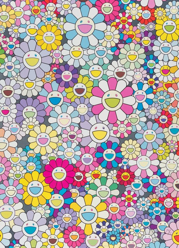 Takashi Murakami, ‘Champagne Supernova: Multicolor + Pink and White Stripes’, 2013, Print, Offset lithograph in colors on satin wove paper, Heritage Auctions