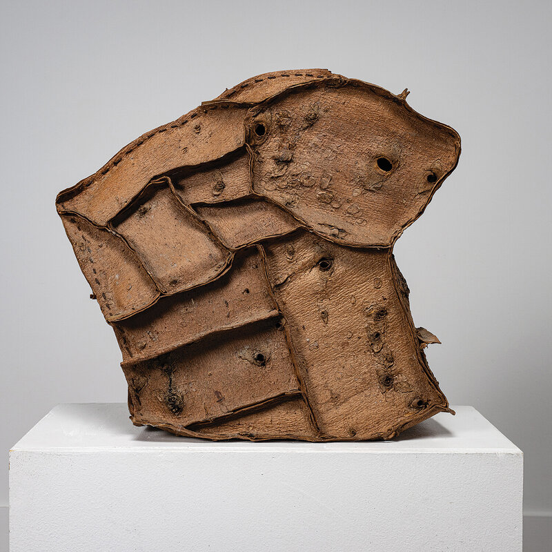 John McQueen, ‘Abstract Tree Bark Sculpture, Alfred Station, NY’, 1989, Sculpture, Stitched tree bark, browngrotta arts