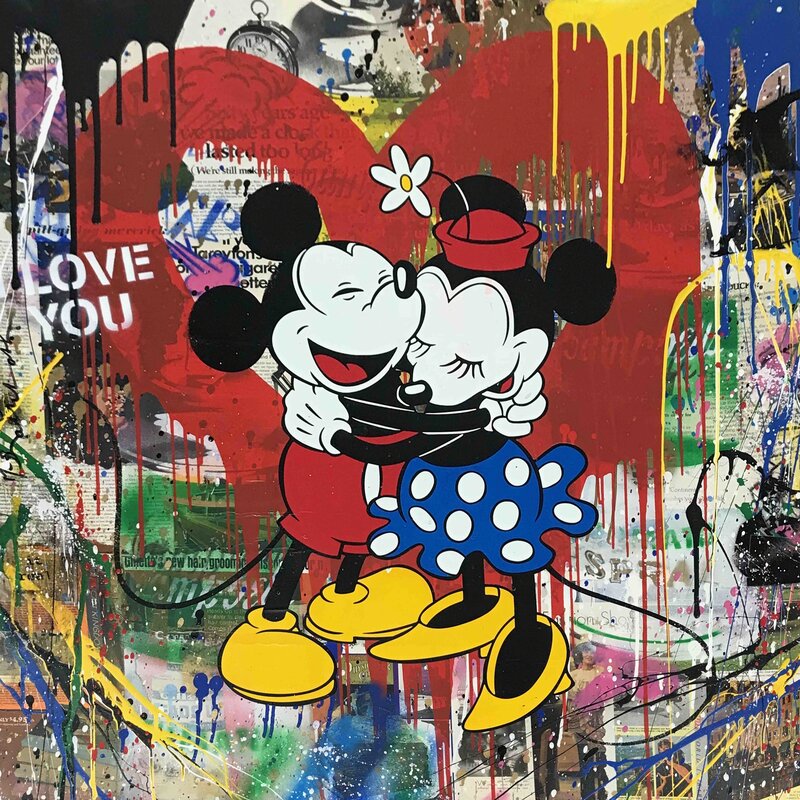 Mr. Brainwash, ‘Mickey & Minnie’, 2018, Mixed Media, Silkscreen and mixed media on paper, Hamilton-Selway Fine Art Gallery Auction