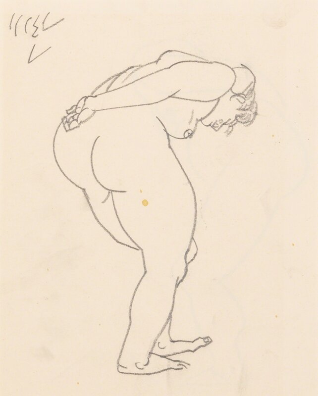 George Grosz, ‘Nude Bending Forward, 1915; Untitled (Nude Torso) (verso)’, Drawing, Collage or other Work on Paper, Graphite on paper, Freeman's | Hindman