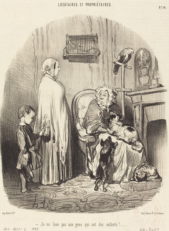 Honoré Daumier, ‘Je ne loue pas aux gens qui ont des enfants!’, 1847, Print, Lithograph on newsprint, National Gallery of Art, Washington, D.C.