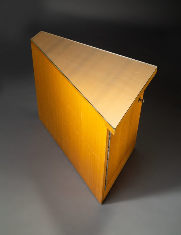 Frank Lloyd Wright, ‘Corner Cabinet from Price Tower, Bartlesville, Oklahoma’, 1956, Design/Decorative Art, Mahogany, brass and glass, Heritage Auctions