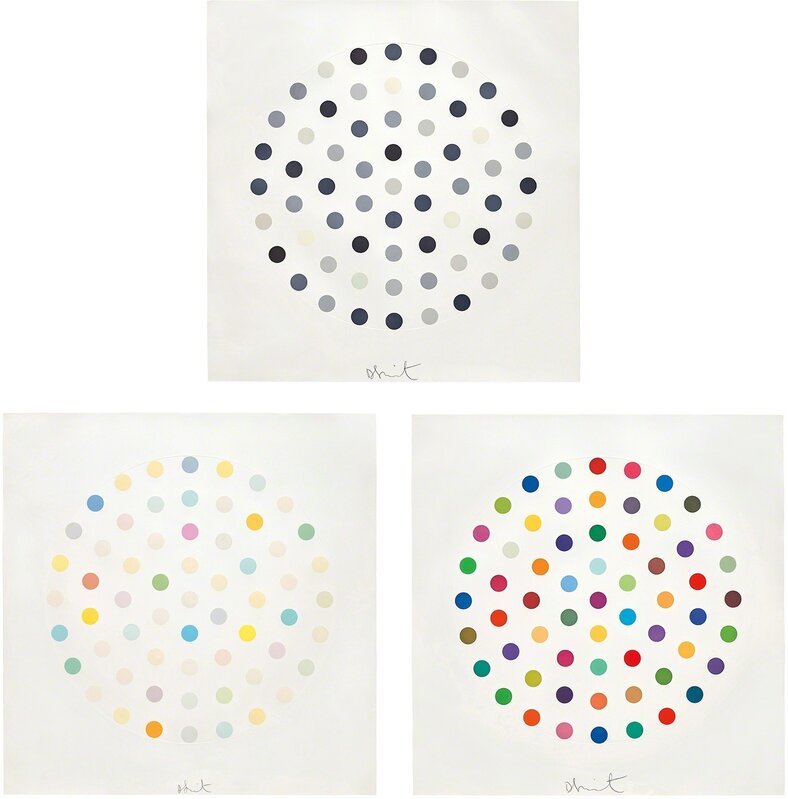 Damien Hirst, ‘Cinchonidine; Ciclopirox Olamine; and Cineole’, 2004, Print, The complete set of three etching and aquatints in colours, on Hahnemühle paper, with full margins., Phillips