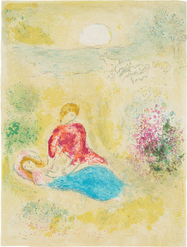Marc Chagall, ‘L'Arondelle (The Little Swallow), from Daphnis et Chloé (Daphnis and Chloé) (M. 319, C. 46)’, 1961, Print, Lithograph in colours, on Arches paper, the full sheet., Phillips