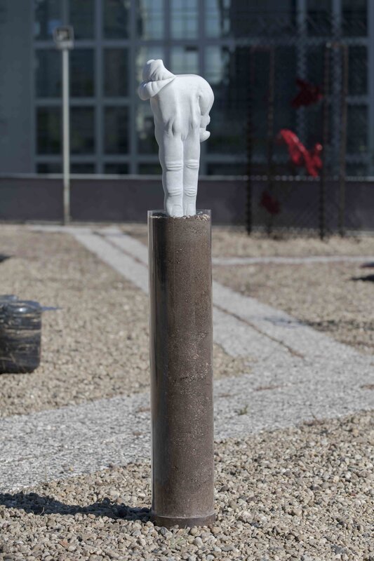 Aslışah Erdem, ‘Untitled’, 2019, Sculpture, White marmara marble, soil and plexiglass, Elgiz Museum