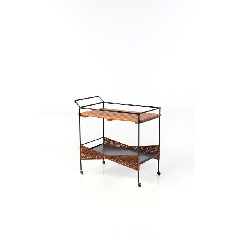Arthur Umanoff, ‘Sliding Table’, circa 1960, Design/Decorative Art, Osier, métal et hêtre, PIASA