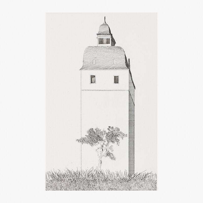 David Hockney, ‘Bell Tower, from Six Fairy Tales from the Brothers Grimm’, 1969, Print, Etching and aquatint on Hodgkinson handmade paper, Rago/Wright/LAMA