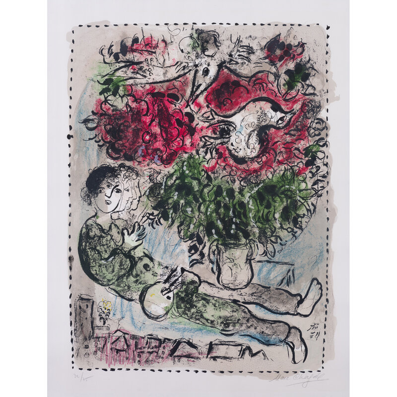 Marc Chagall, ‘Le bouquet du peintre’, 1967, Print, Lithograph in colors on Arches, PIASA