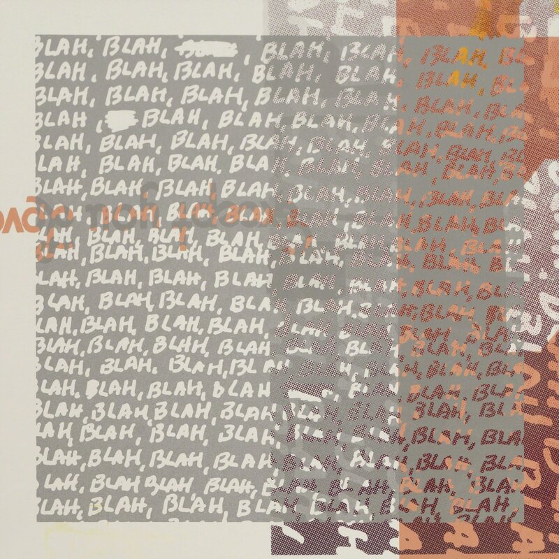 Mel Bochner, ‘Blah, Blah, Blah + Background Noise’, 2012, Print, Unique double-sided screenprint in colours on wove, Roseberys