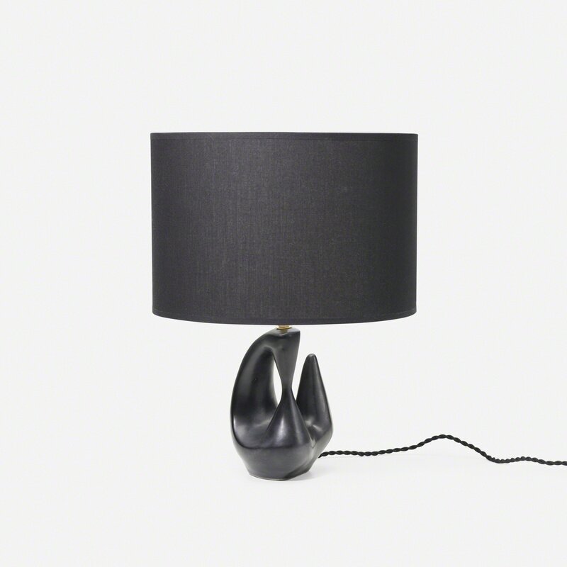 Georges Jouve, ‘table lamp’, c. 1950, Design/Decorative Art, Glazed stoneware, linen, Rago/Wright/LAMA/Toomey & Co.