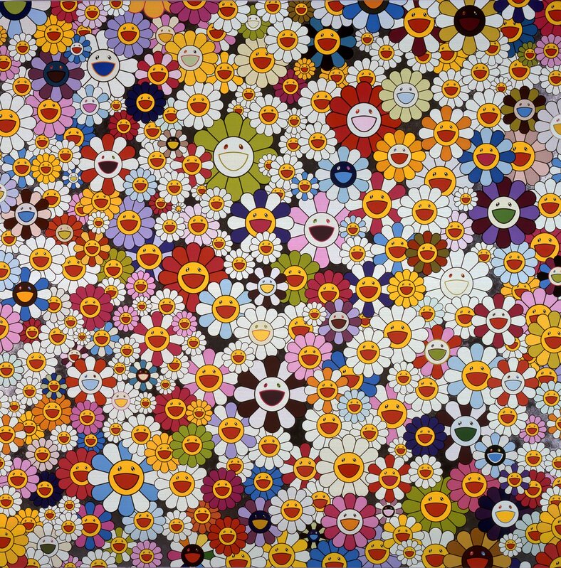 Takashi Murakami, ‘Flowers, flowers, flowers’, 2010, Painting, Acrylic and platinum leaf on canvas mounted on aluminum frame, MCA Chicago