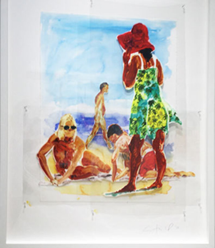 Eric Fischl, ‘Untitled (Two Women and a Boy)’, 2017, Print, Mylar unique affiché à l'aide de punaises / Unique pinned Mylar, Galerie de Bellefeuille