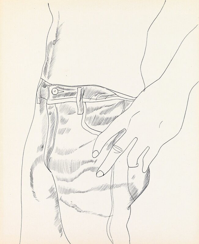 Andy Warhol, ‘ Untitled (Hand in Pocket)’, 1956, Drawing, Collage or other Work on Paper, Ballpoint pen on paper, Whitney Museum of American Art