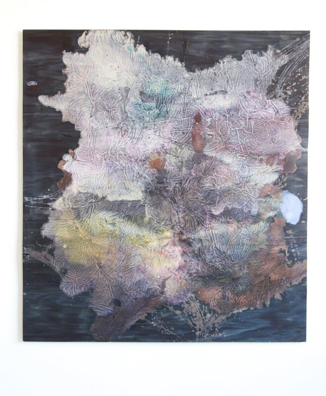Myriam Holme, ‘damals leuchten’, 2016, Painting, Soap, stain, ink, acrylic paint, oil pastel on poplar wood, Bernhard Knaus Fine Art