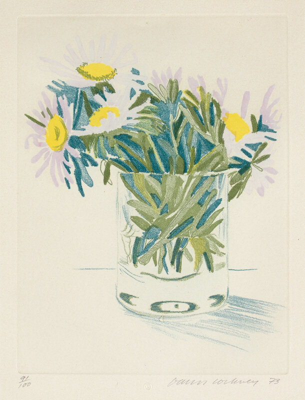 David Hockney, ‘Marguerites’, 1973, Print, Etching with aquatint in colors, on wove paper, with full margins., Phillips