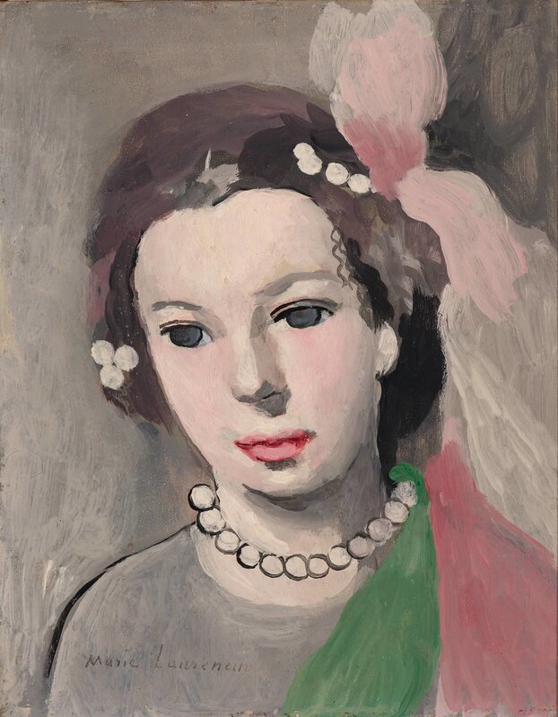 Marie Laurencin, ‘Buste de Jeune Fille au Collier de Perles’, Painting, Oil on panel, Doyle