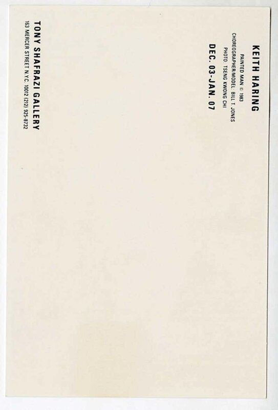 Keith Haring, ‘Keith Haring Into 84 (Haring Bill T. Jones Shafrazi announcement card 1983)’, 1983, Ephemera or Merchandise, Offset printed gallery announcement, Lot 180 Gallery