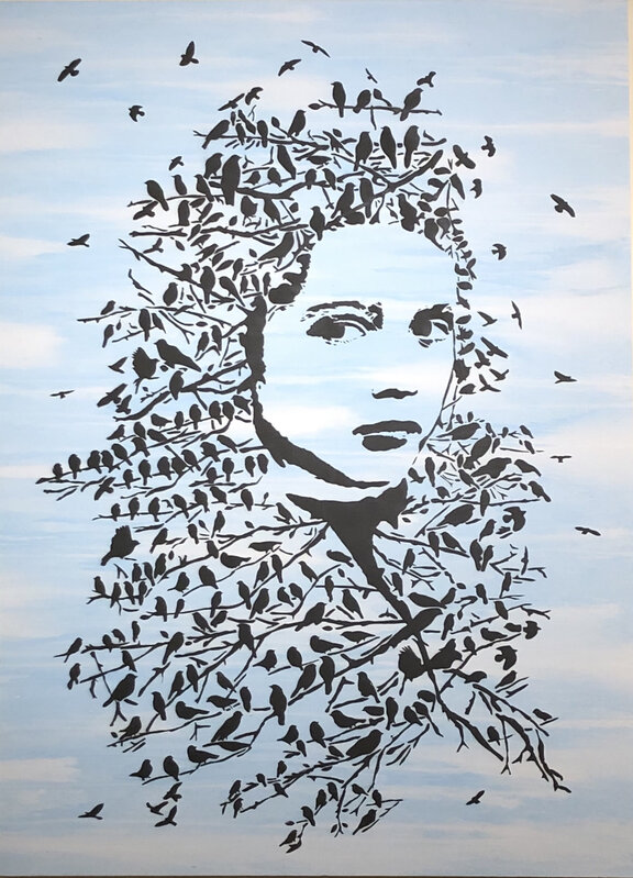 ICY and SOT, ‘Let Her Be Free’, 2014, Painting, Stencil spray paint on canvas, Woodward Gallery