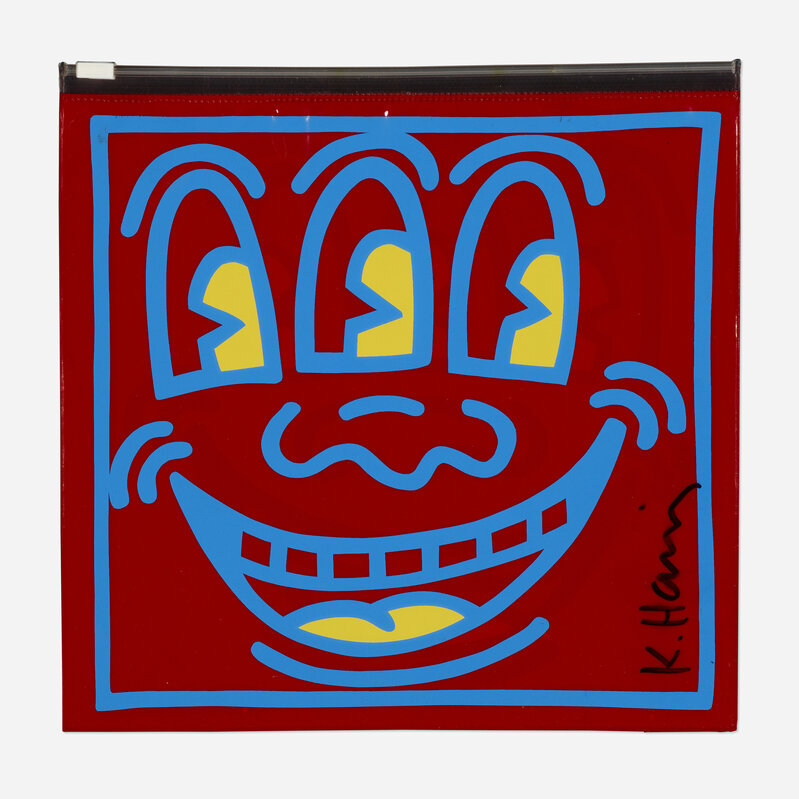 Keith Haring, ‘Signed Three Eyes Pop Shop Bag’, c. 1980, Ephemera or Merchandise, Plastic zippered pouch, Rago/Wright/LAMA/Toomey & Co.