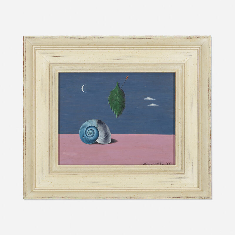 Gertrude Abercrombie, ‘Snail’, 1958, Painting, Oil on masonite, Rago/Wright/LAMA/Toomey & Co.