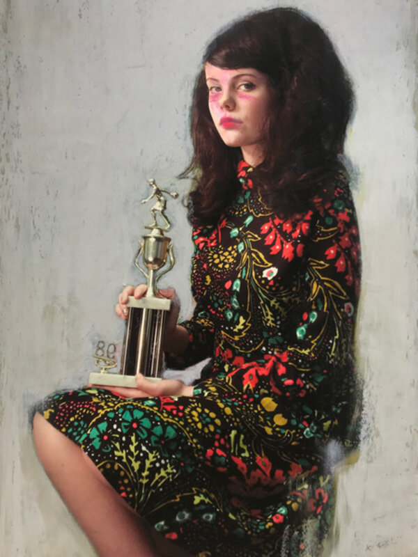 Mercedes Helnwein, ‘Trophy Girl’, 2019, Mixed Media, Photograph and Oil Pasel on Paper, KP Projects