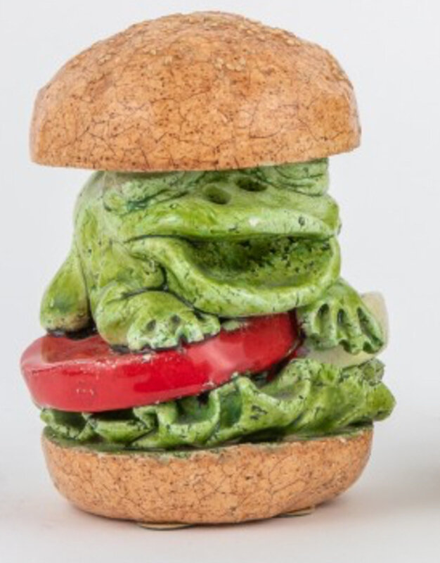 David Gilhooly, ‘Frog Burger on a Sesame Seed Bun’, 1980, Sculpture, Glazed ceramic, Adam Baumgold Gallery