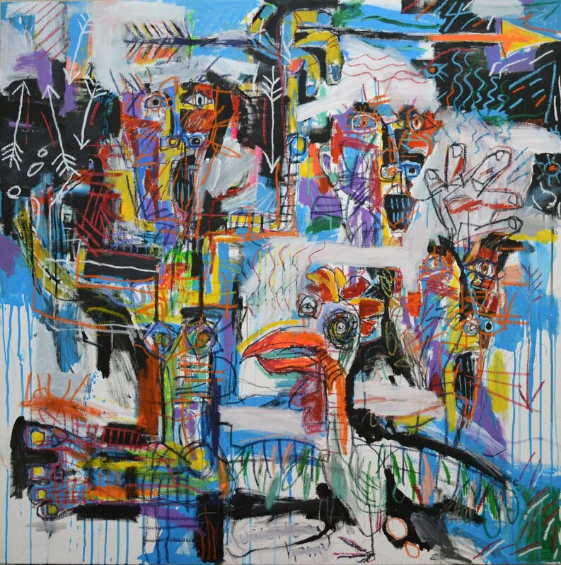 Alfonso Mendez, ‘Napenda Vitabu’, 2018, Painting, Mixed media on canvas, Gallery Different