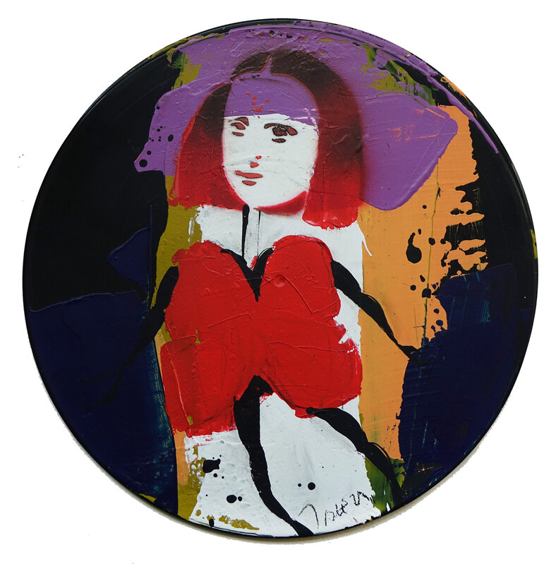 Jacques Blézot, ‘Mona Lisa in red butterfly dress’, 2020, Painting, Mixed media on vinyl, Galry