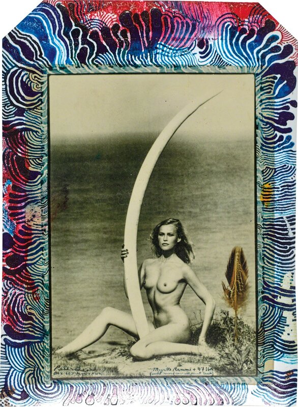 Peter Beard, ‘Magritte Rammé and World Record Cow Elephant Tusk’, 1976-executed later, Photography, Unique Polaroid print with ink and paint, Phillips