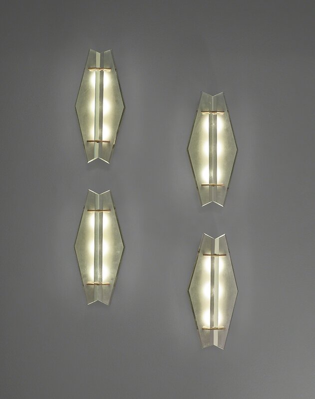 Max Ingrand, ‘Set of four wall lights, model no. 1943’, ca. 1960s, Design/Decorative Art, Frosted glass, brass, painted aluminium, Phillips