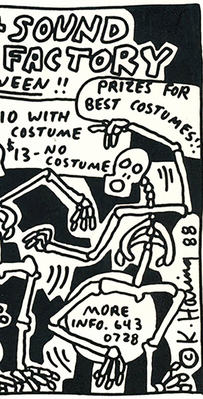 Keith Haring, ‘Keith Haring Sound Factory Halloween (Keith Haring Skeletons) ’, ca. 1989, Posters, Club invite, Lot 180 Gallery