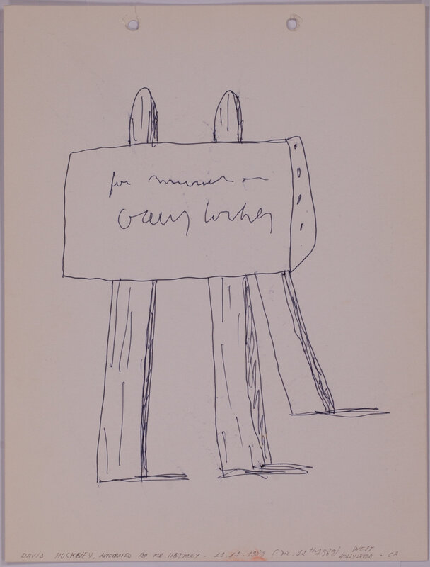 David Hockney, ‘Untitled’, 1989, Drawing, Collage or other Work on Paper, Ballpoint on coated card, Sylvan Cole Gallery