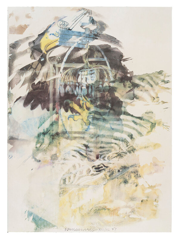 Robert Rauschenberg, ‘Caucus, from The Leo Castelli 90th Birthday Portfolio’, 1997, Print, Color offset lithograph, on Arches paper, Robert Fontaine Gallery
