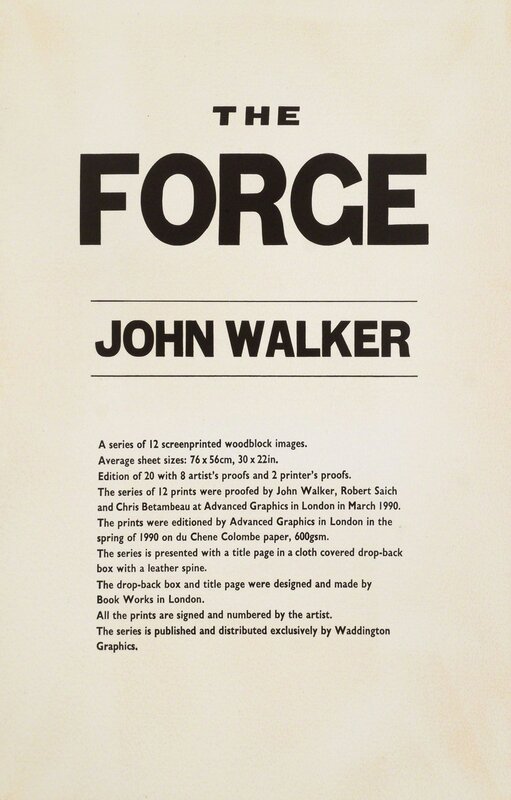 John Walker (b.1939), ‘The Forge’, 1990, Print, Screenprints with woodblock in colours on chene colmbe paper, Roseberys