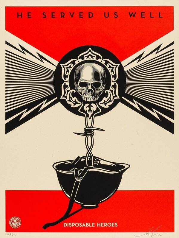 Shepard Fairey, ‘Disposable Heroes’, 2012, Print, Screenprint in black and red, Forum Auctions