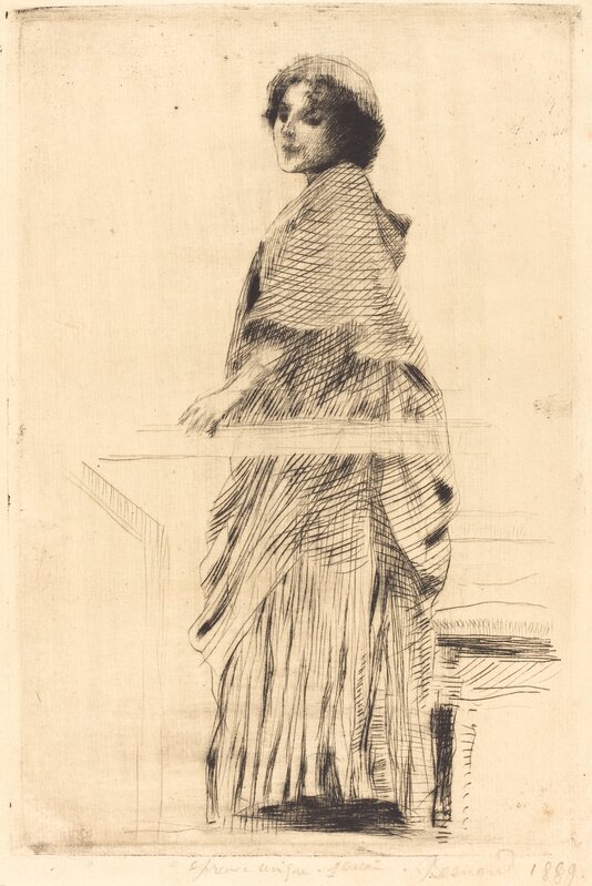 Albert Besnard, ‘Woman in a Cape (La femme à la pèlerine)’, 1889, Print, Etching, National Gallery of Art, Washington, D.C.